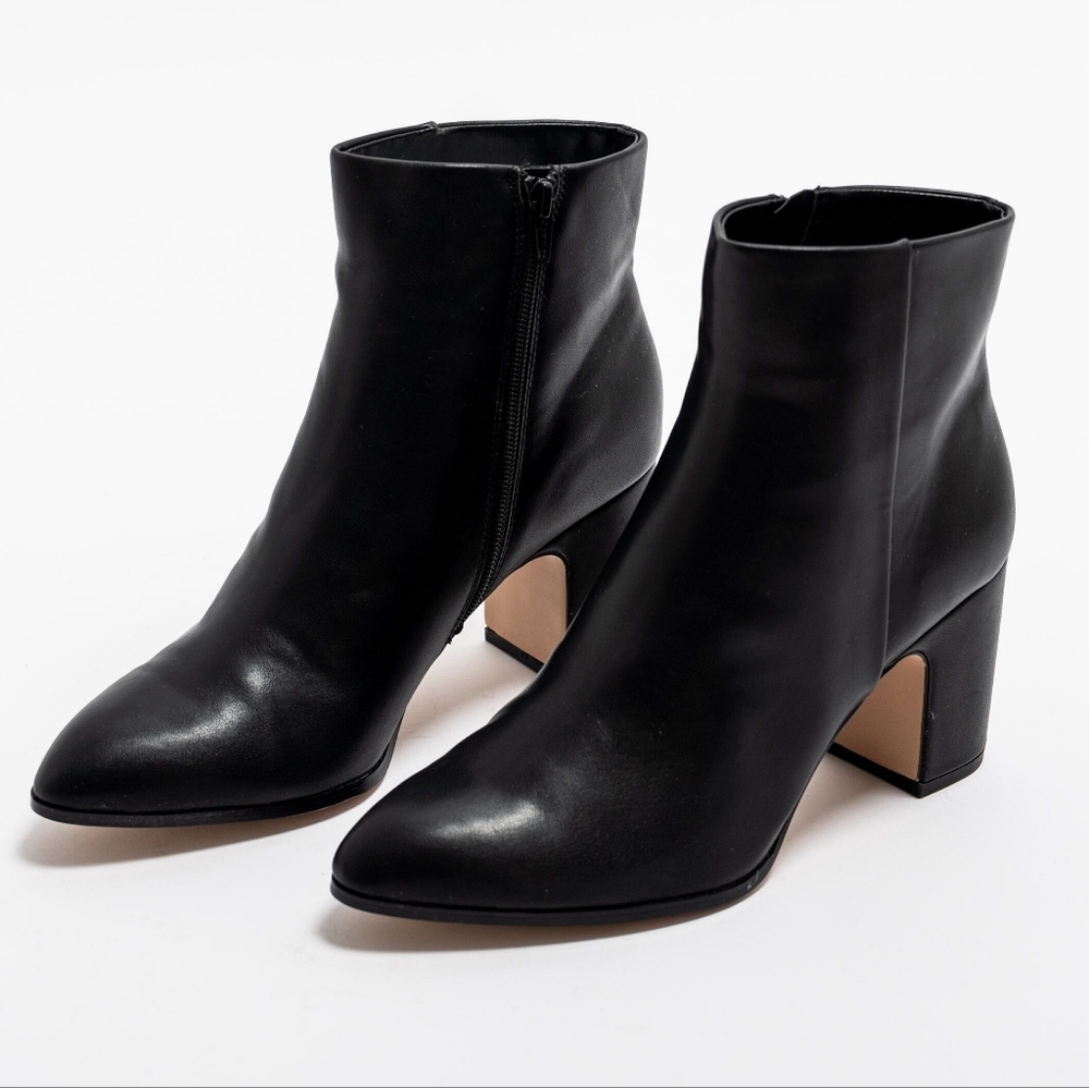 BCBG Black Booties, Side Zip, 2" heel, 10.5/ 11